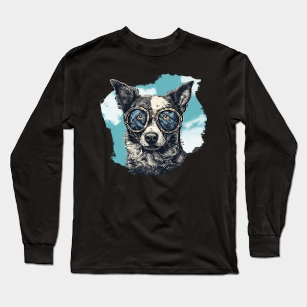 Aviator dog Long Sleeve T-Shirt by GreenMary Design